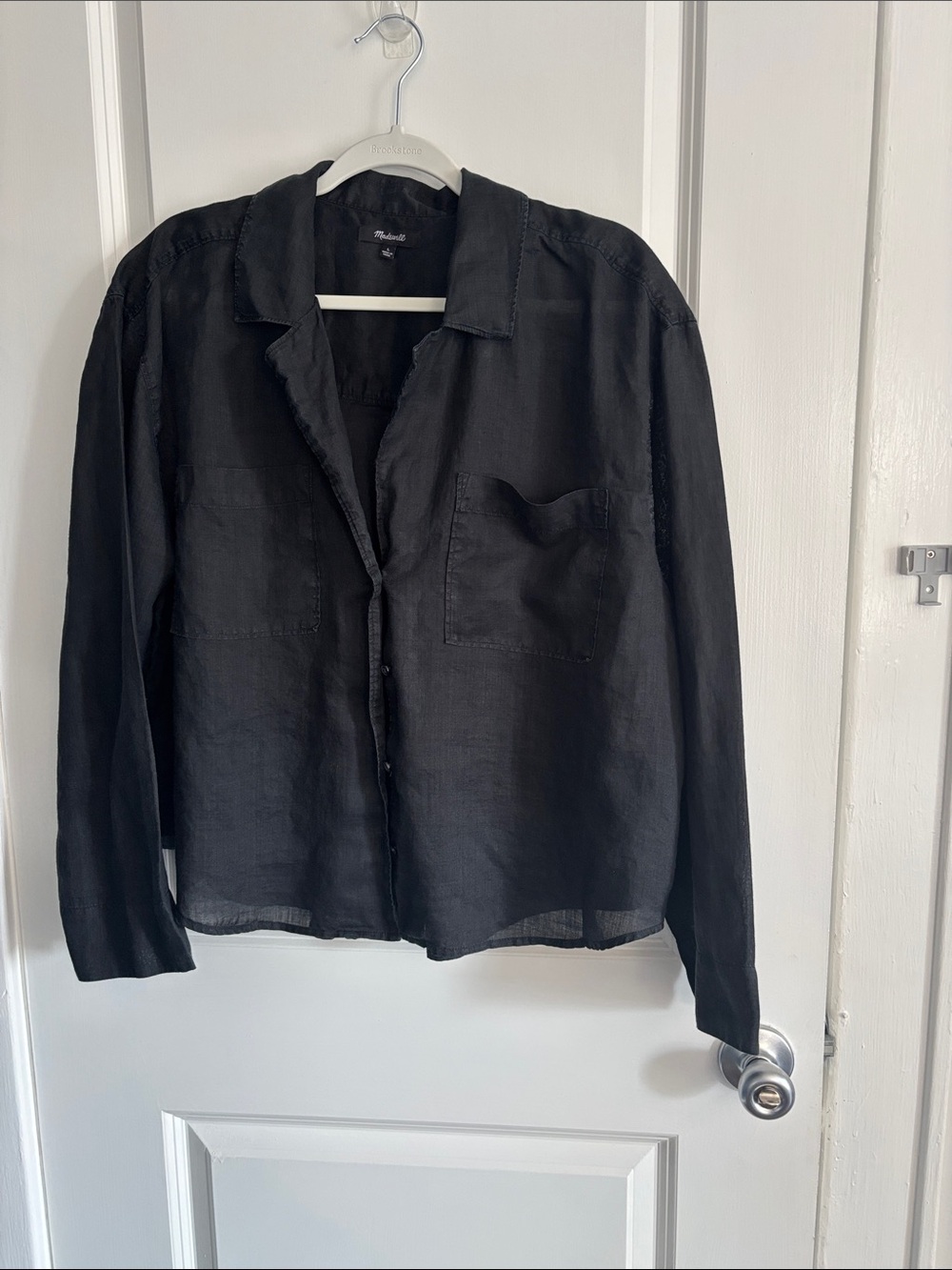 Madewell Black Lightweight Button-Front Blouse